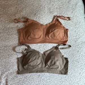 CALIA by Carrie Underwood Seamless Sports Bra Set - Peach and Taupe